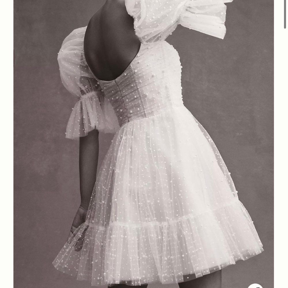 Watters Macaron Square-Neck Tulle Embellished Mini Dress